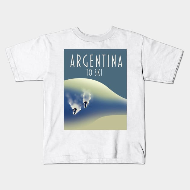 Argentina ski poster Kids T-Shirt by nickemporium1